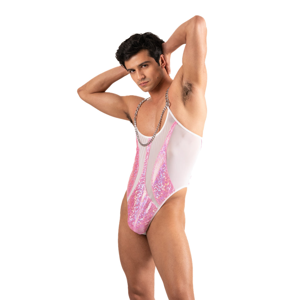 THE LUXURY – BODY THONG PINK GLITTER HOLOGRAM