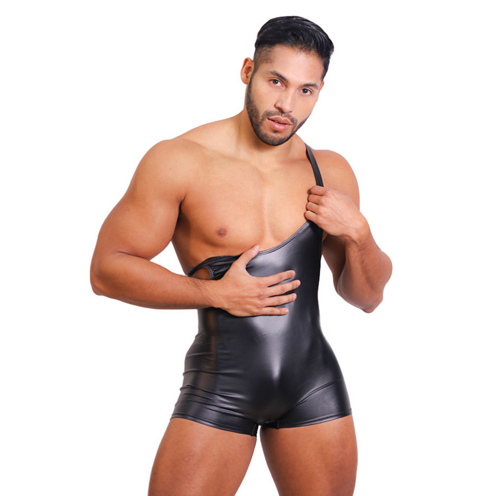 PRVRT BLACK - BODYSUIT ATHLETIC WRESTLING SINGLET VINIPIEL