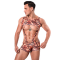 SAVAGE - BODYSUIT BODICE JOCK BULGE ANIMAL PRINT - TIGER