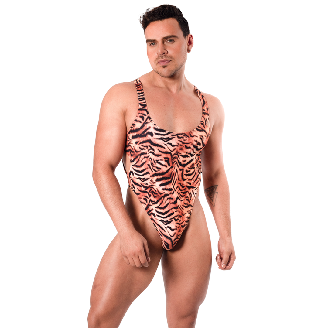 SAVAGE - BODYSUIT THONG ANIMAL PRINT - TIGER