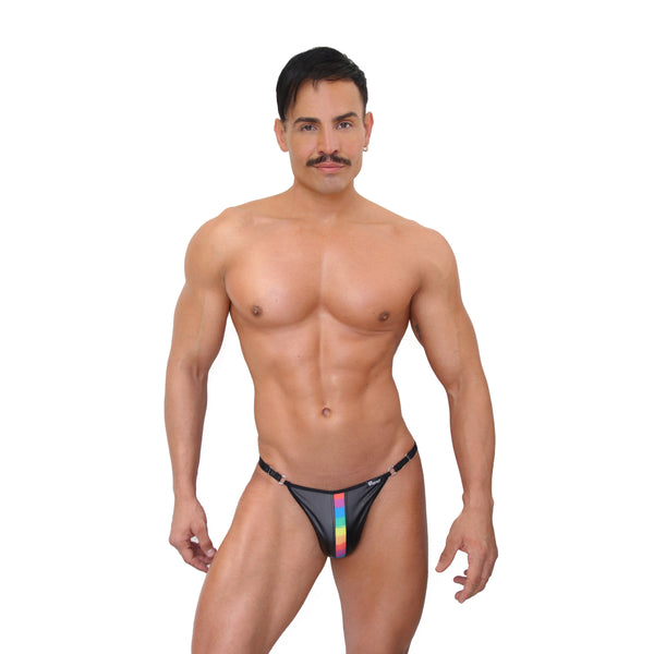 PRVRT PRIDE - SCRUNCH-BACK BIKINI BRIEF VINIPIEL METAL "O-RING"