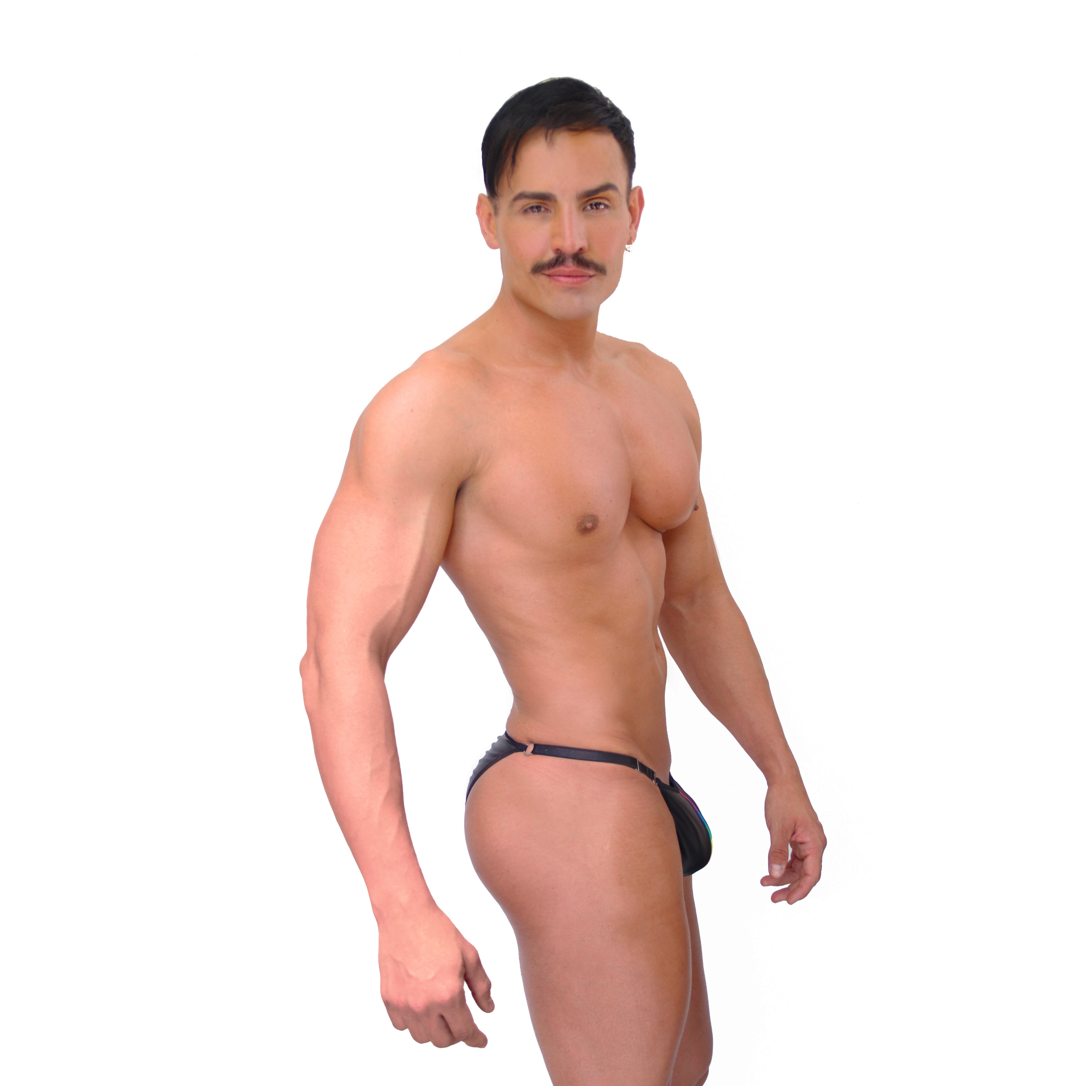 PRVRT PRIDE - SCRUNCH-BACK BIKINI BRIEF VINIPIEL METAL "O-RING"