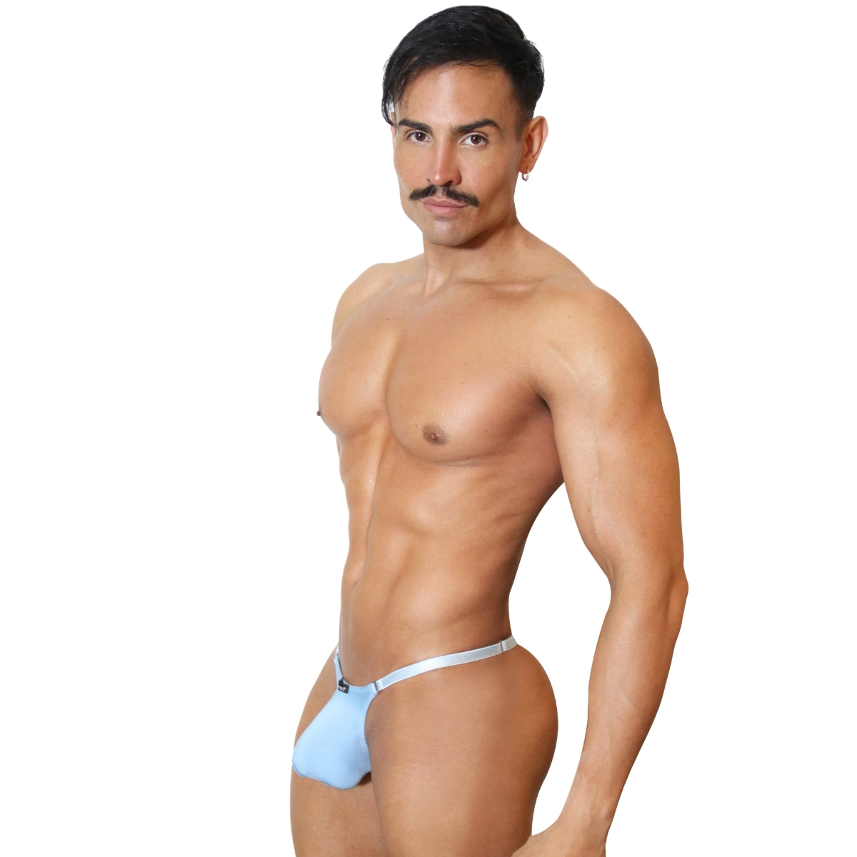 CANDY - THONG BULGE T-STRING SKIN BLUE - METAL "O-RING"