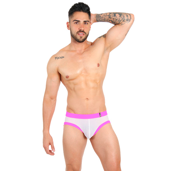 ESSENCIAL - JOCKSTRAP BRIEF MESH WHITE/MEXICAN PINK