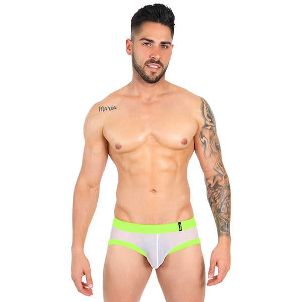 ESSENCIAL - JOCKSTRAP BRIEF MESH WHITE/NEON GREEN