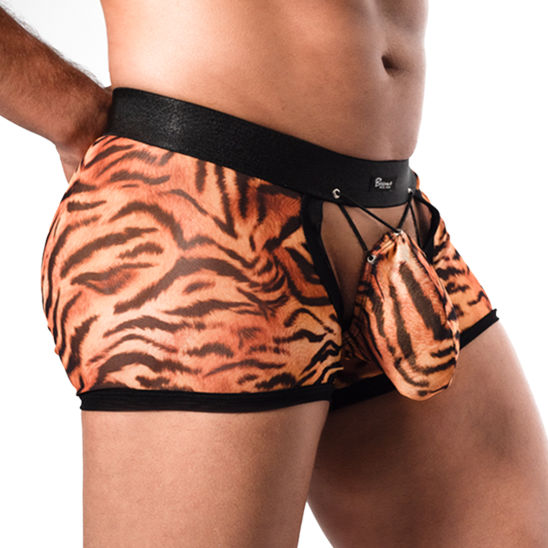 SAVAGE - BOXER JOCKSTRAP BULGE ANIMAL PRINT TIGER - MESH