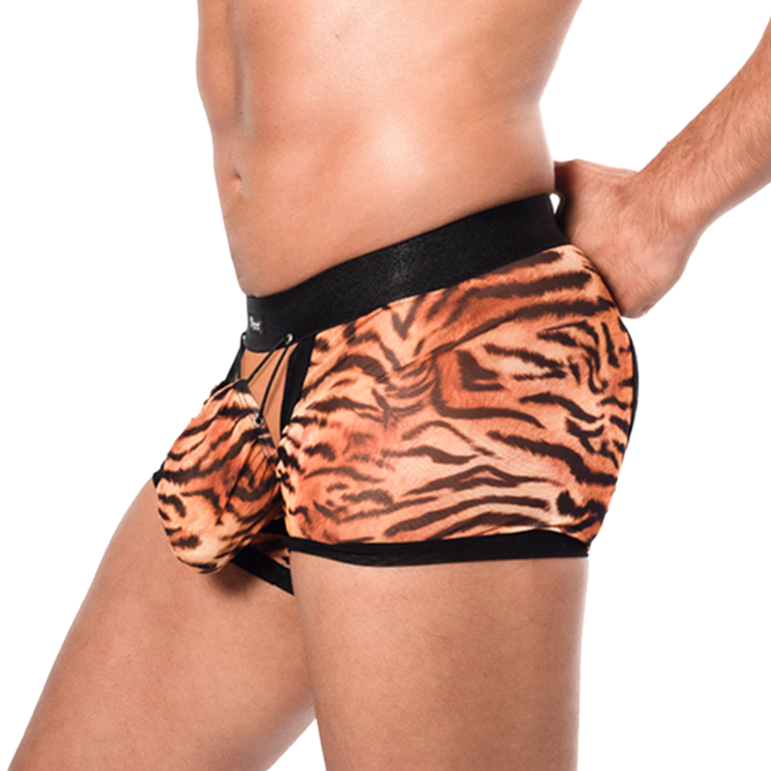 SAVAGE - BOXER JOCKSTRAP BULGE ANIMAL PRINT TIGER - MESH