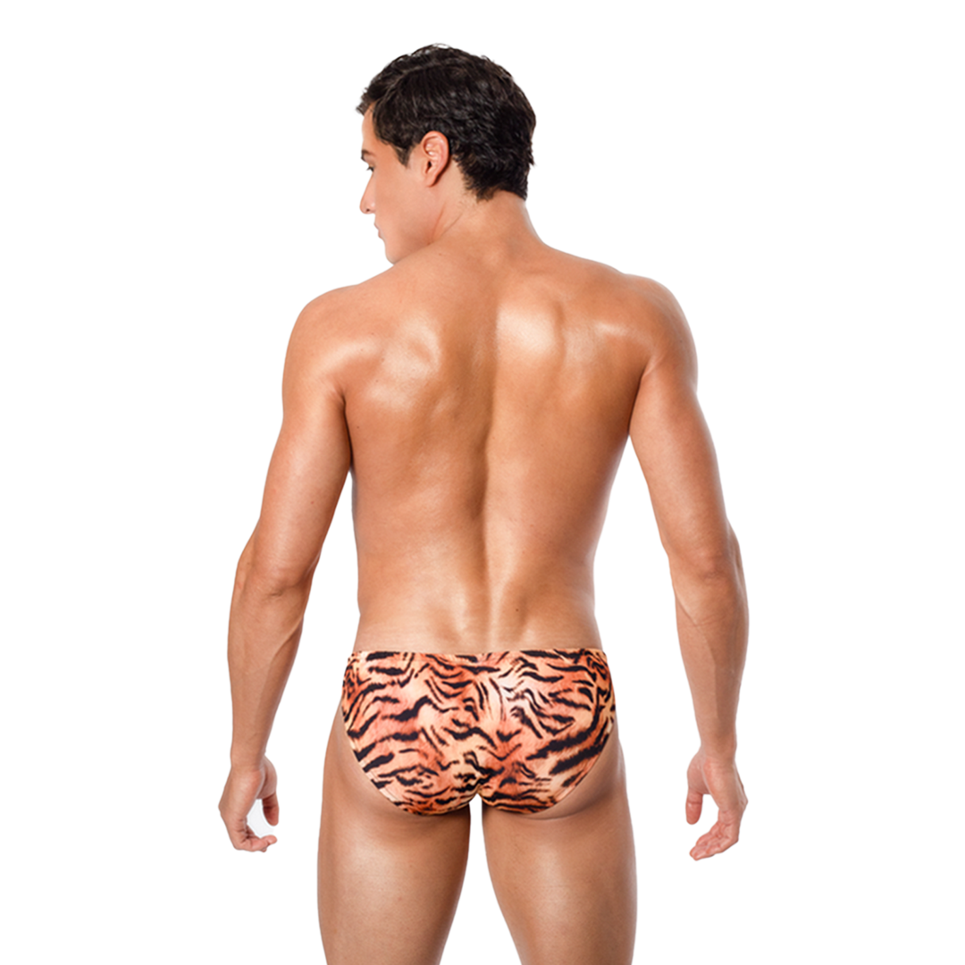 SAVAGE - SWIMWEAR BIKINI CLASSIC SLIM BULGE DRAWSTING ANIMAL PRINT - TIGER