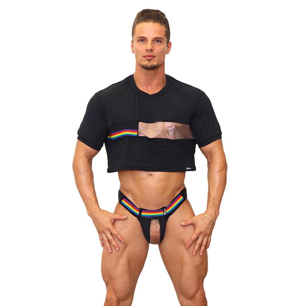 BE PRIDE - BOXY CROPPED CROP TOP RAINBOW