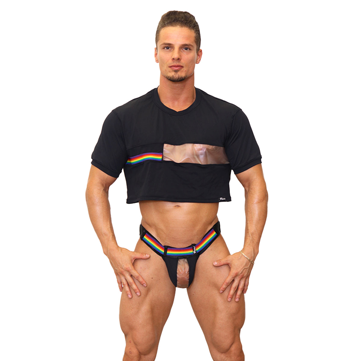 BE PRIDE - BOXY CROPPED CROP TOP RAINBOW