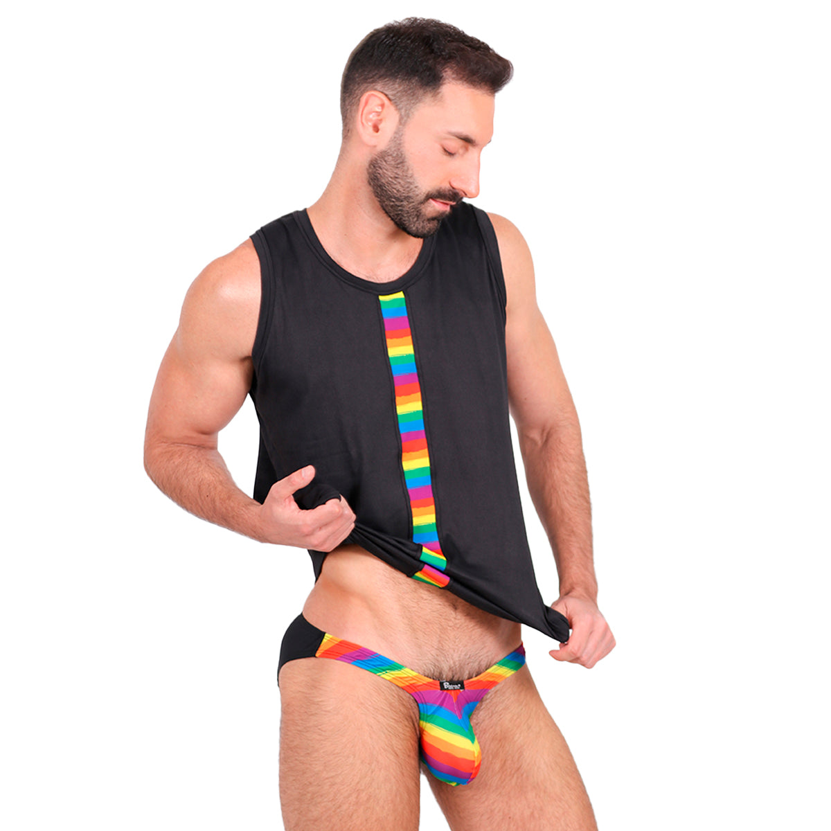 BE PRIDE - CROPPED LONG FIT MUSCLE SHIRT BLACK