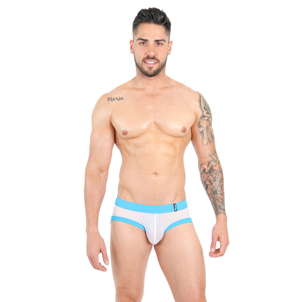 ESSENCIAL - JOCKSTRAP BRIEF MESH WHITE/BLUE