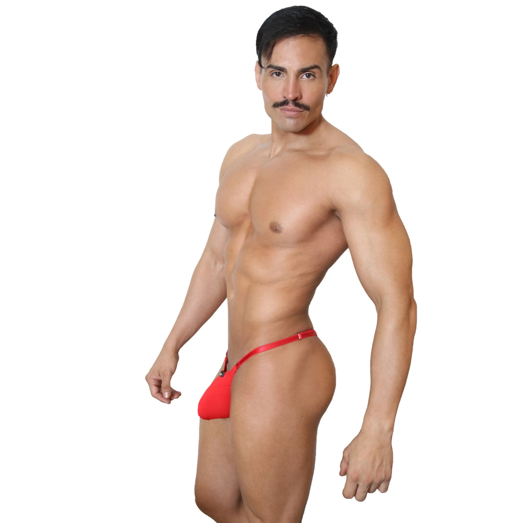 CANDY - THONG BULGE T-STRING RED - METAL "O-RING"