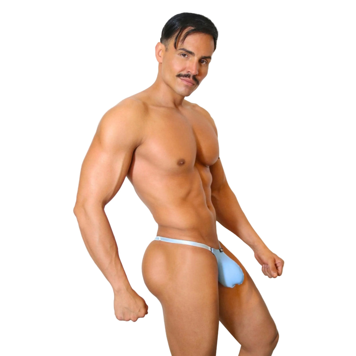 CANDY - THONG BULGE T-STRING SKIN BLUE - METAL "O-RING"