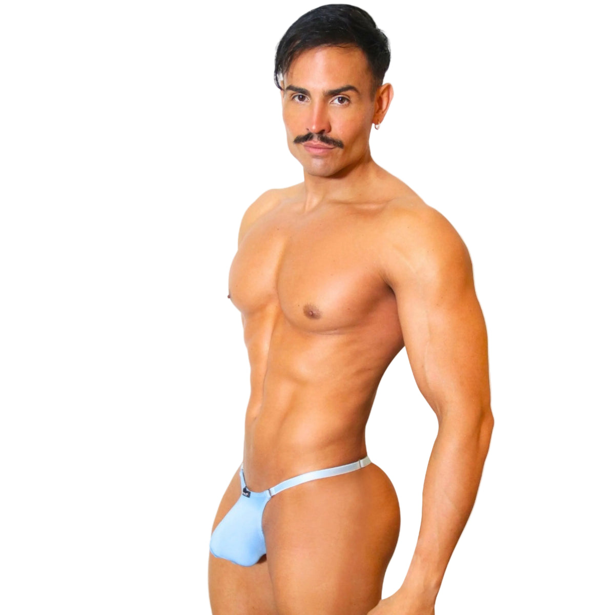 CANDY - THONG BULGE T-STRING SKIN BLUE - METAL "O-RING"