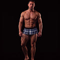 TEMPTING - SCOTTISH JOCKSTRAP PLAID SKIRT MEN - TARTAN BLUE/WHITE