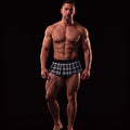 TEMPTING - SCOTTISH THONG PLAID SKIRT MEN - TARTAN NAVY BLUE/WHITE