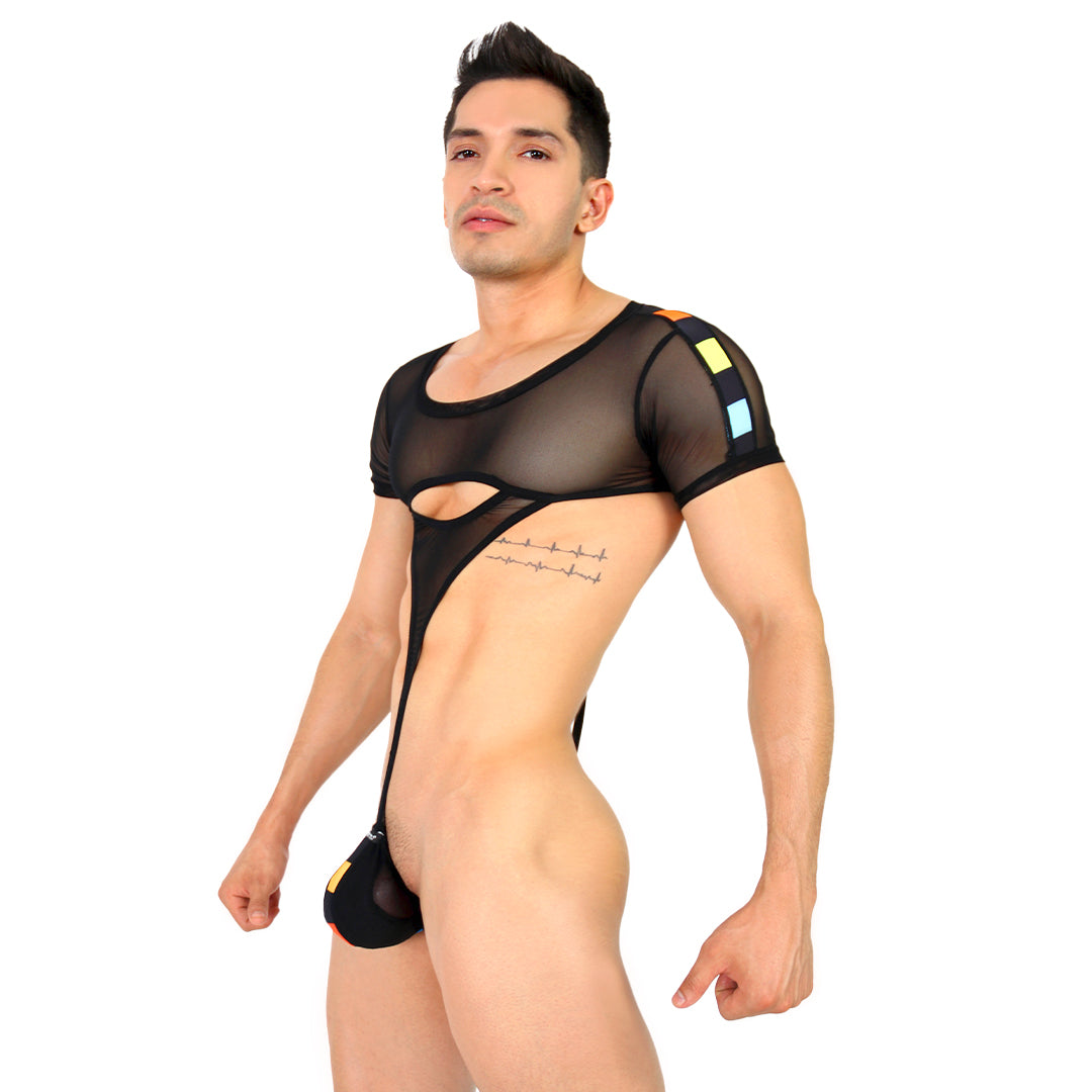 BE PRIDE - BODYSUIT BODICE THONG BULGE MESH