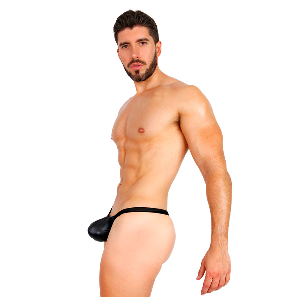 PRVRT BLACK - THONG BULGE T-STRING VINIPIEL & MESH