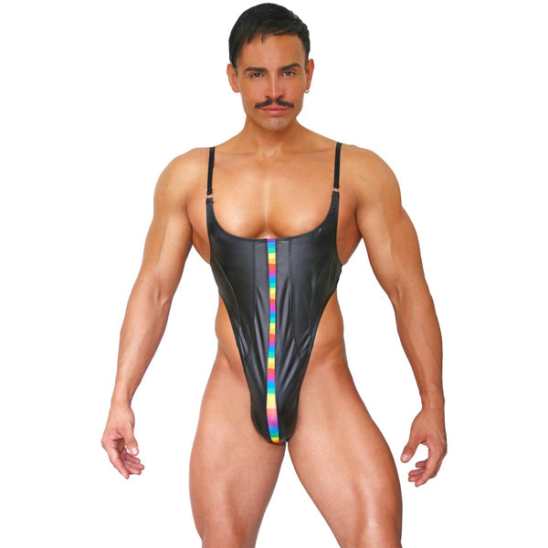 PRVRT PRIDE - BODYSUIT SINGLET THONG VINIPIEL METAL "O-RING"