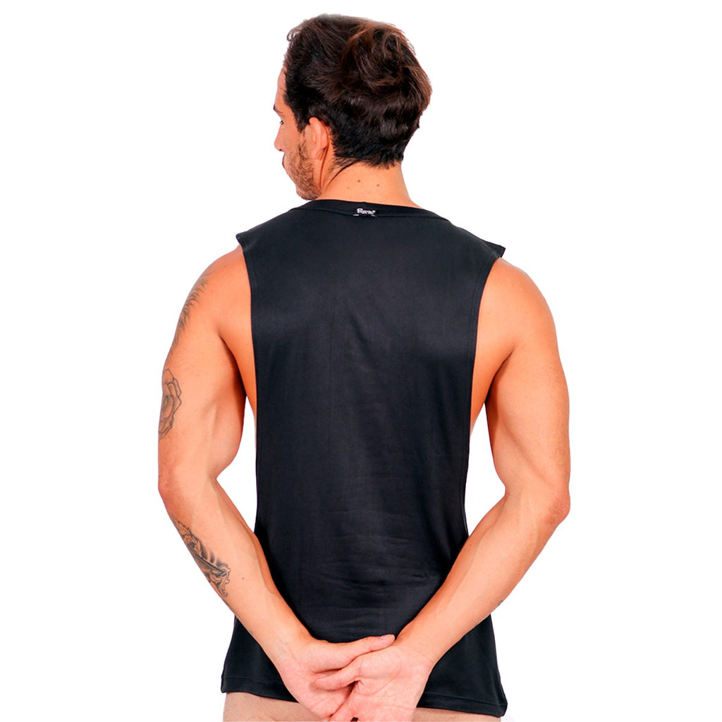 BE PRIDE - CROPPED LONG FIT MUSCLE TANK BLACK