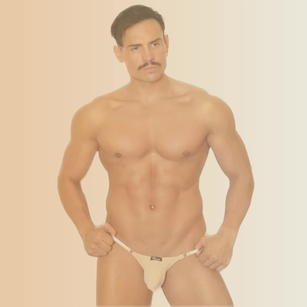 CANDY - THONG BULGE T-STRING NUDE - METAL "O-RING"