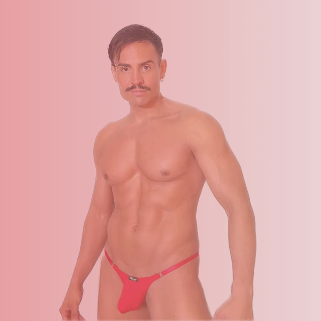 CANDY - THONG BULGE T-STRING RED - METAL "O-RING"