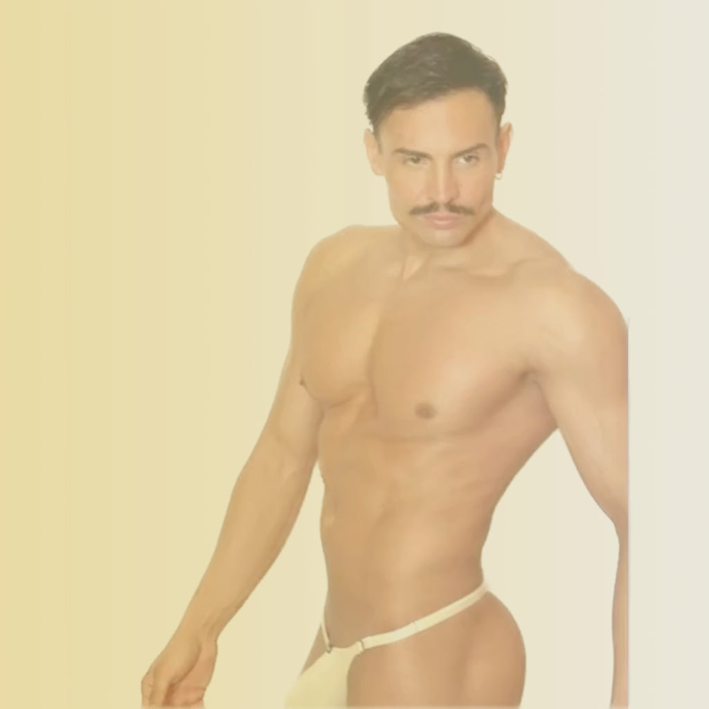 CANDY - THONG BULGE T-STRING SKIN APRICOT - METAL "O-RING"