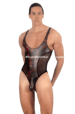 PRVRT Red - BODYSUIT BULGE VINIPIEL/MESH